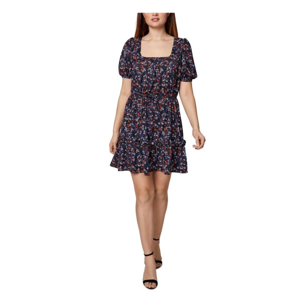 BCBGENERATION Womens Black Short Sleeve Short Wear To Work Fit + Flare Dress 0